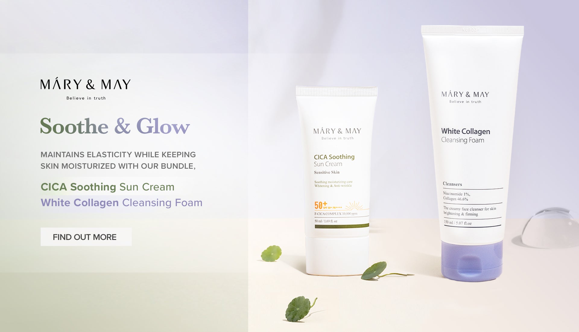 Sooth&Glow CICA soothing Sun Cream + White Collagen Cleansing Foam (promotion)