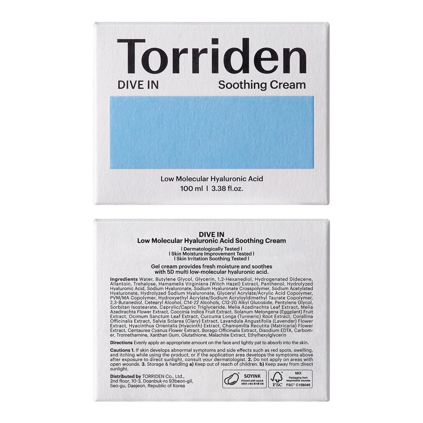 DIVE IN Low Molecular Hyaluronic Acid Soothing Cream 100ml