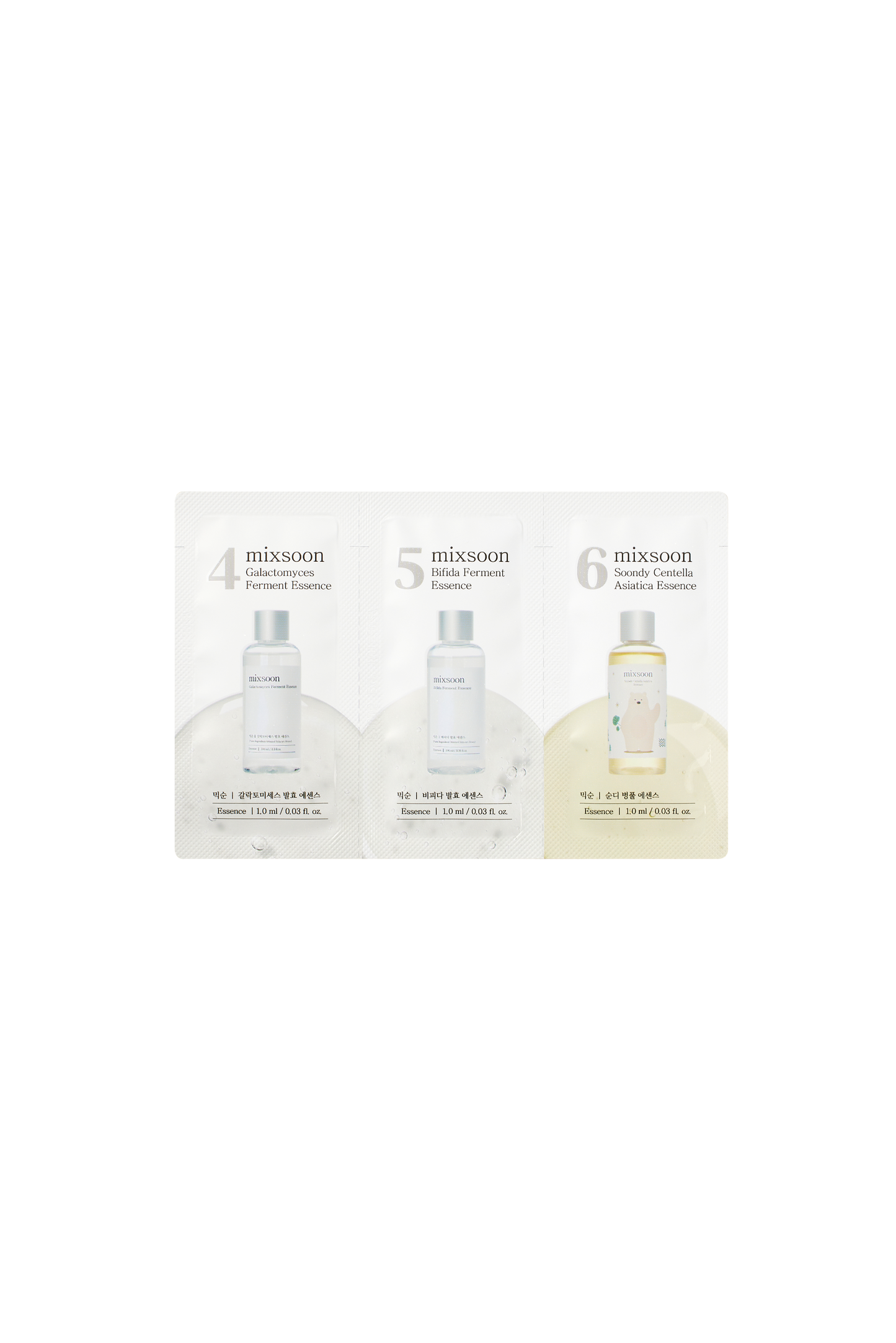 [MIXSOON] (Step 4,5,6) Galactomyces Ferment Essence, Bifida Ferment Essence, Centella Asiatica Essence Sachet [1ml*3ea]